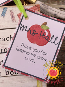 Teacher Appreciation Personalized Gift Tags