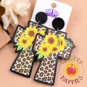 Sunflower Cross Earrings